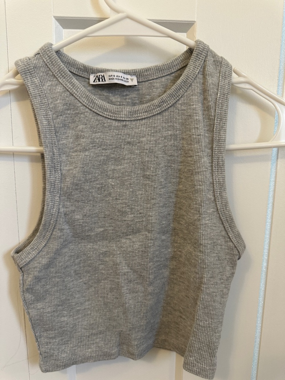 Zara Grey Ribbed Cropped Tank